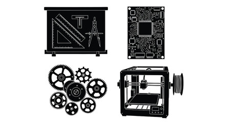 A collection of engineering and technology design elements