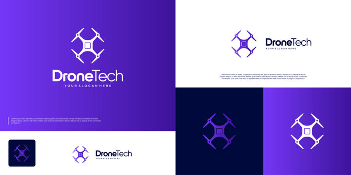 logo with aviation concept, remote control, modern technology, vector graphic template.