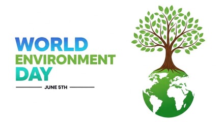 World environment day poster with tree on globe