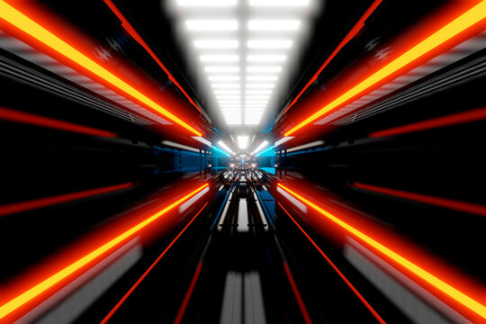 3D Rendered Illustration, visualisation of a science fiction spaceship, gangway