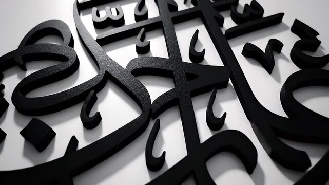 Elegant Arabic Calligraphy Artwork for Islamic Holidays and Greetings, Featuring Beautiful Black