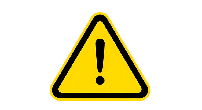 Yellow warning triangle with black exclamation mark a universal symbol for caution and danger isolated on white background.