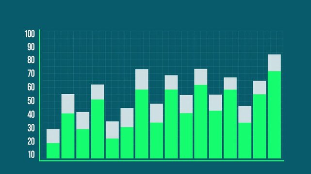 Global financial business analysing concept with trade statistics. Green background.