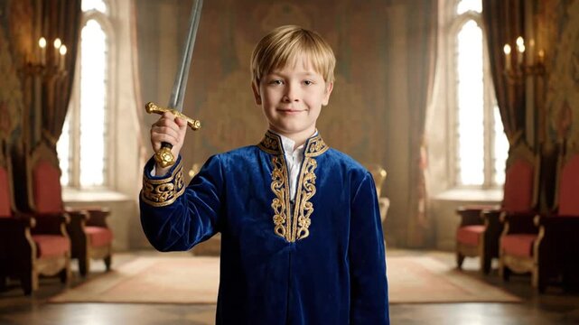 Child Prince Holding Miniature Sword &ndash; Young Royal Heir Portrait