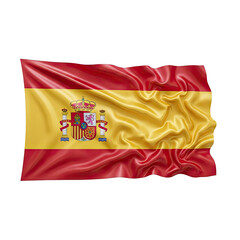 Fototapeta premium Waving Spanish Flag Isolated on White Background with Realistic Fabric Texture.