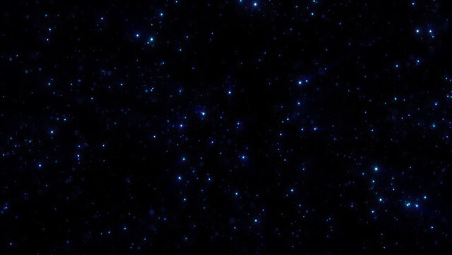 Minimal dark blue starfield with sparse glowing particles, creating a clean cosmic background with subtle depth