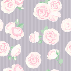 ピンクのバラのレトロなシームレスパターン