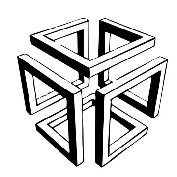 Geometric Impossible Shape, 3D Optical Illusion, Abstract Design