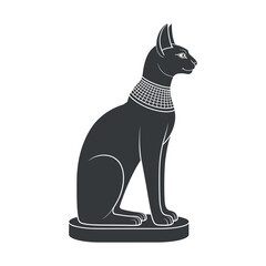 Elegant black silhouette of an ancient egyptian cat goddess bastet