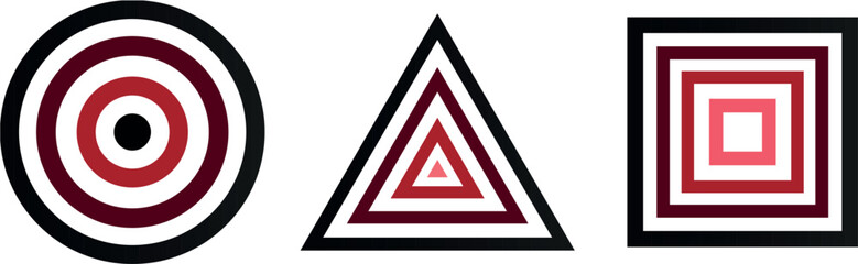 Obraz premium Dynamic Geometric Fusion: Gradient Circle Interlocking with Square and Triangle, Sleek Vector Illustration Artwork