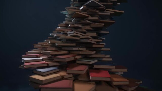 Stack of Books Spiral, Education Knowledge Concept, Library Learning Stack