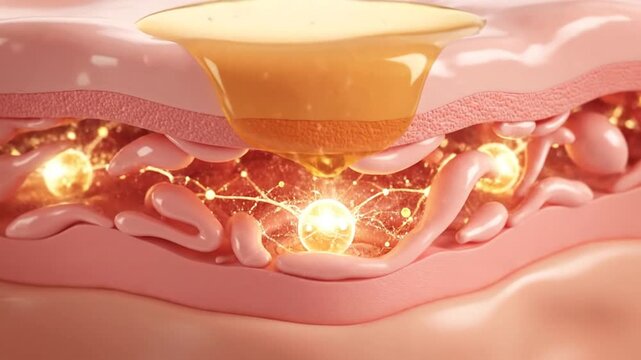 Advanced cosmetic serum deeply penetrates skin layers, activating cellular renewal and enhancing dermal integrity for a radiant, youthful complexion