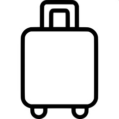 Obraz premium High contrast black and white travel bag drawing, rolling trolley case with airport symbol, isolated background