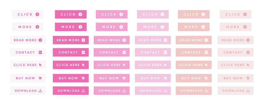 Minimal UI Button Set / UI kit/ pink minimal / Call To Action Buttons / Web design / landing page / app UI / ボタンセット / ボタン
