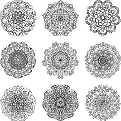 Vector Hand Drawn Mandala Background Black And WhitePerfect for adult coloring books, printable wall art, laser cutting templates, tattoo designs.