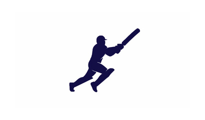 Obraz premium Dynamic cricket player batting logo vector icon isolated on white background