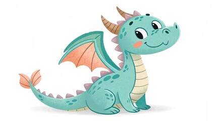 Naklejka premium Cute Dragon baby hippo cartoon character smiling 