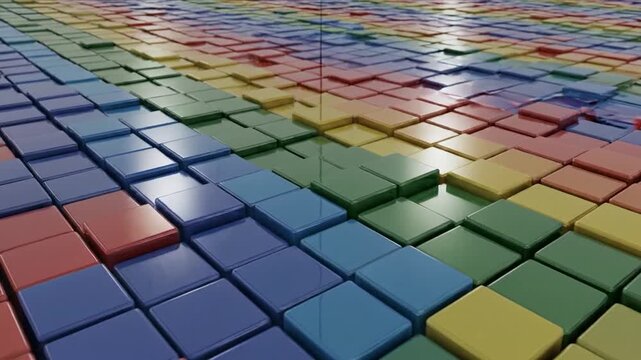 Abstract background of colorful raised cubes creating a vibrant textured pattern