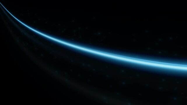 Deep Blue and Cyan Neon Energy Rays Wave with Particles Flying Through Space 4K Transparent Overlay Alpha Channel.