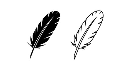 Fototapeta premium Two black and white feather illustrations, vector art, digital drawing Vector