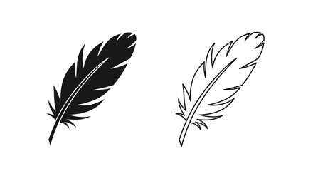 Fototapeta premium Two feathers, one black and one white, isolated on white background, vector illustration Vector