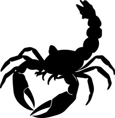 Fototapeta premium A black scorpion silhouette icon on a white background, symbolizing danger and warning