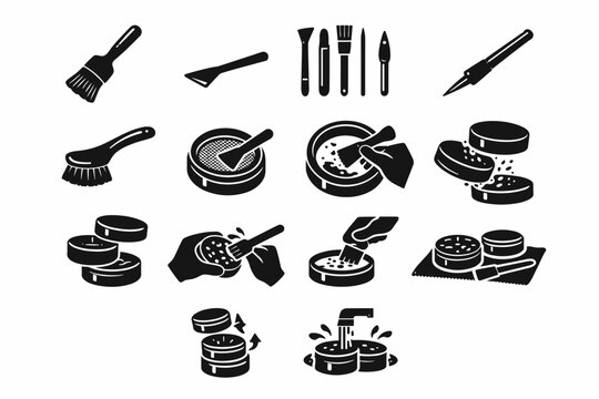 Vector image cleaning icon fine aid grinder generation disassembly pick routine pin
