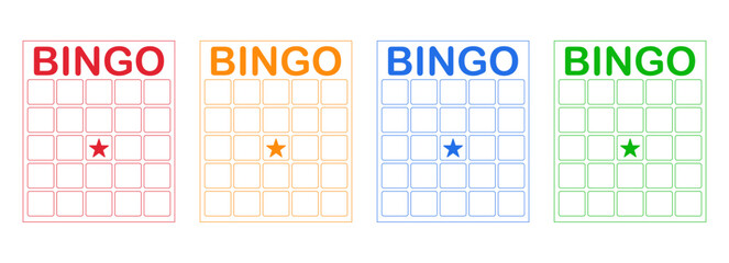 Fototapeta premium Bingo card template blank with star, luck lotto board game. Bingo ticket empty. Bingo icon, for numbers. 