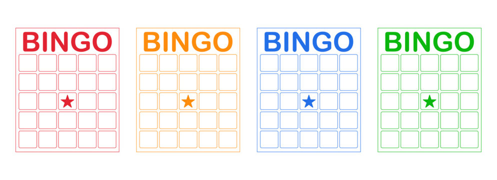 Bingo card template blank with star, luck lotto board game. Bingo ticket empty. Bingo icon, for numbers. 