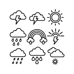 Fototapeta premium A set of weather icons in a simple line art style