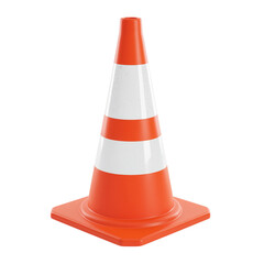 Orange and white traffic safety cone, transparent background PNG