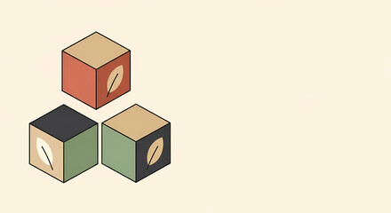 Obraz premium Isometric Geometric Cubes Vector Illustration Representing Transparency and Traceability in a Sustainable Global Value Chain for ESG Reports.