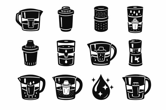 Chamber generation charcoal cartridge image unit filter water simple filtration jug icon