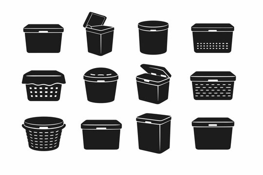 Generation top secure icon lid odor laundry image cover control vector basket