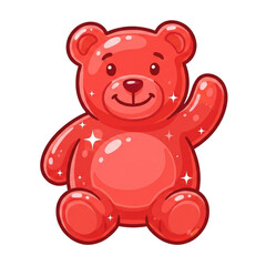 Obraz premium This cute cartoon illustration features a sweet brown teddy bear sitting with a red heart gift, a funny and isolated vector drawing perfect for a baby or a childhood Valentine gift