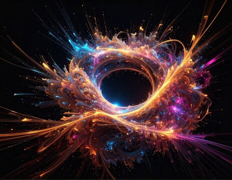 Abstract background of long explosure tale light on black ,Technology backgroud
