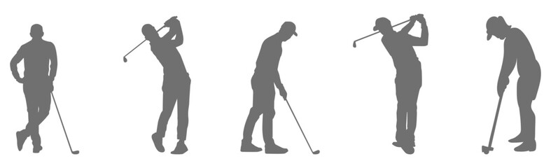Golf player swing silhouette collection