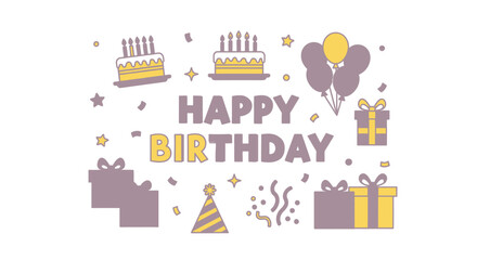 Colorful Birthday Celebration with Gifts and Balloons