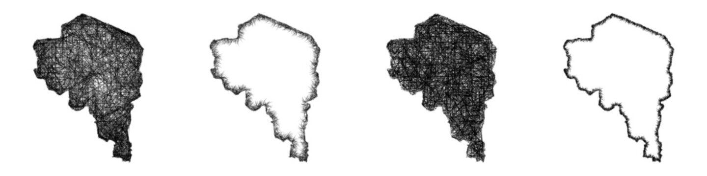 Sketch Kerman outline map design set