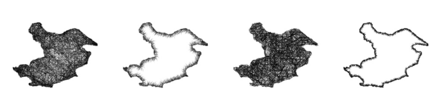 Sketch Qazvin outline map design set