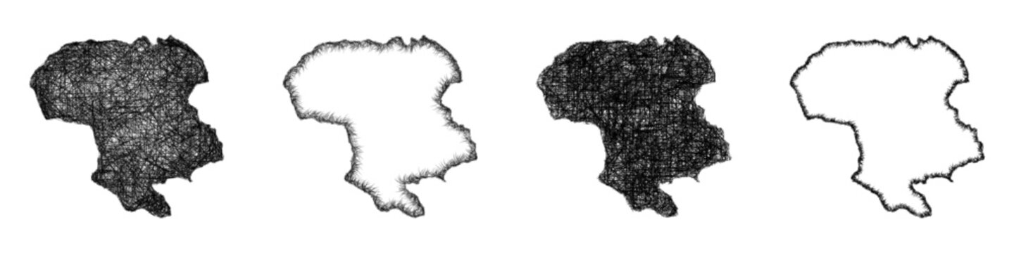 Sketch Zanjan outline map design set