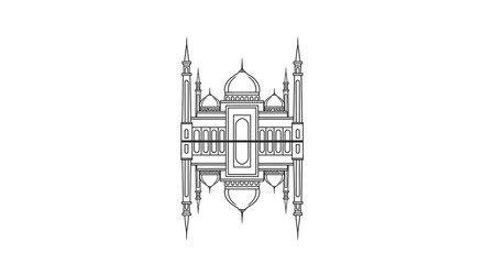 Obraz premium Ornate Architectural Illustration with Towers and Dome.