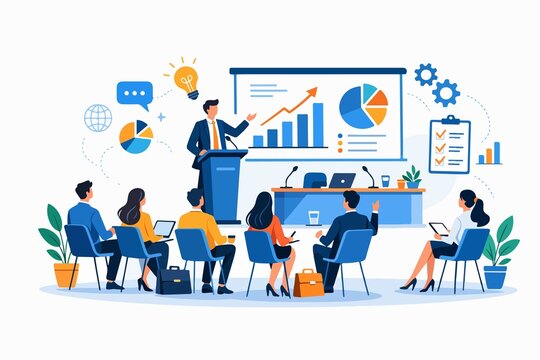 Flat vector design of a business conference