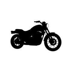 Fototapeta premium Black Silhouette Motorcycle Side View Illustration.