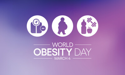 Naklejka premium World Obesity day is observed every year on March 4, with the view of promoting practical solutions to end the global obesity crisis. Vector illustration