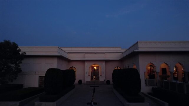 Aerial night drone view of a Big Fat Indian Wedding Venue Decoration in India