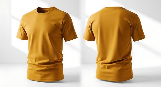 Yellow tshirt mockup isolated on white background