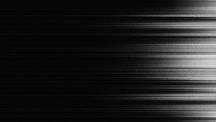 Obraz premium Black and white monochrome texture with the effect of intense fine horizontal lines, resembling TV signal interference, glitch, static, the impression of movement or video distortion. 
