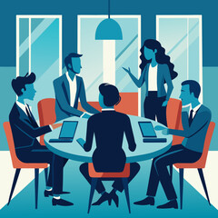 Office Team Meeting Vector Illustration &ndash; Corporate Collaboration Concept