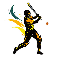 Cricket Batsman Playing Shot Vector Illustration &ndash; Dynamic Sports Artwork